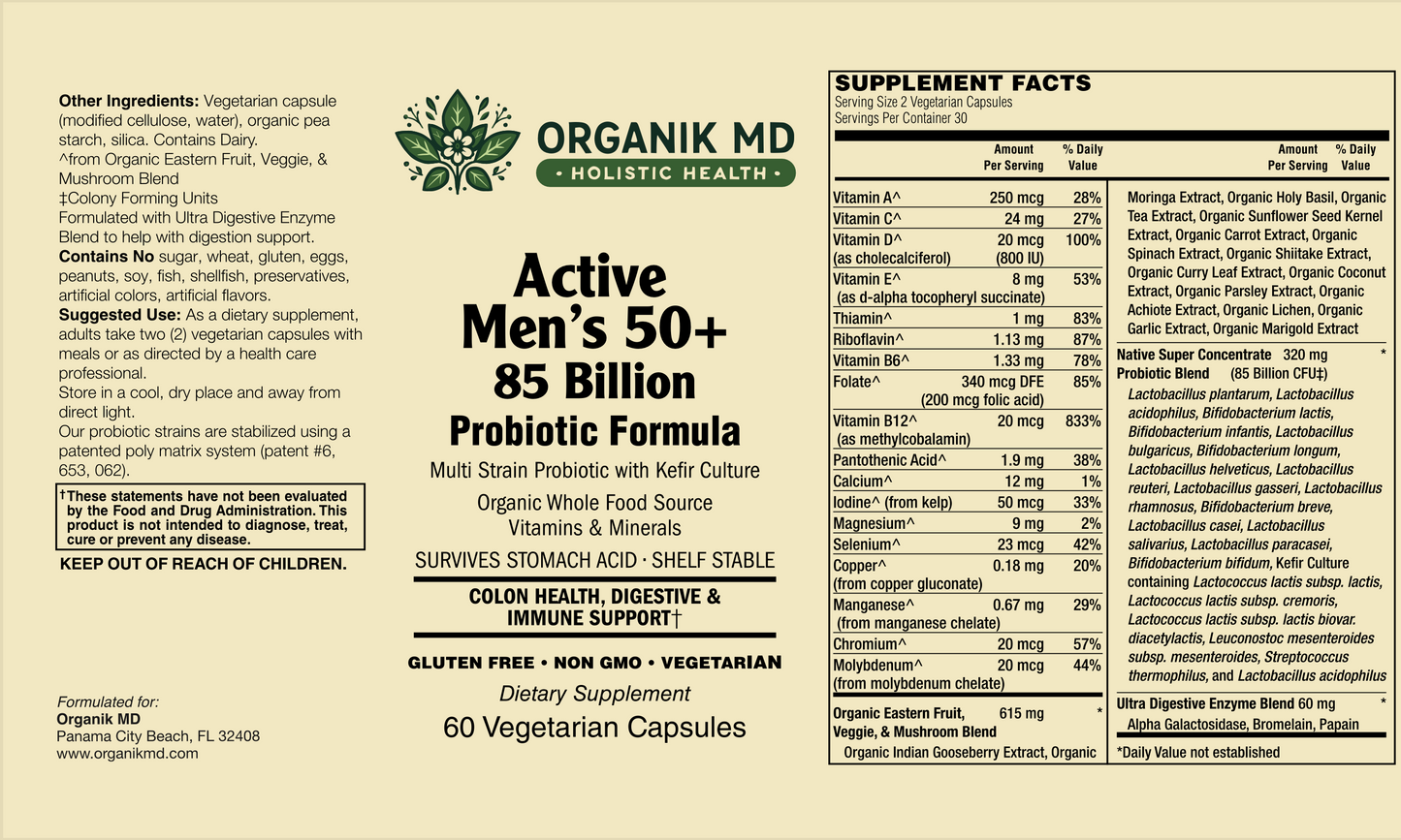 Men’s Vitality Probiotic 50+| 85 Billion Probiotics