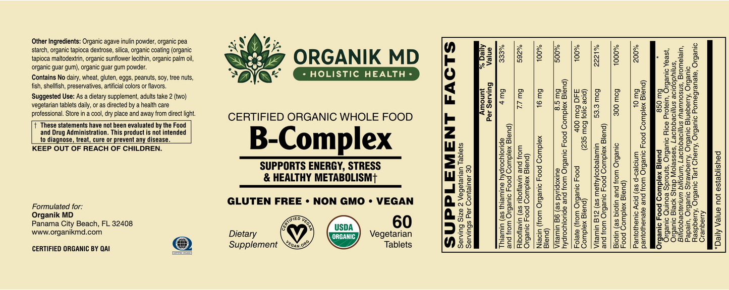 Certified Organic Whole Food B-Complex
